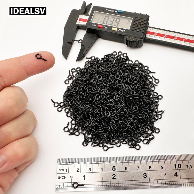 IDEALSV Black 1000 Pcs Small Screw Eye Pins Jewelry Making Eyelet Hook for Craft 10 x 5mm - Image 3
